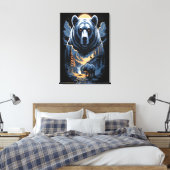 Two bears in the forest dark 3 canvas afdruk (Insitu (Slaapkamer))