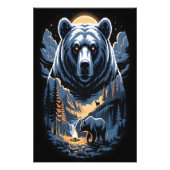 Two bears in the forest dark 3 foto afdruk (Voorkant)