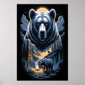 Two bears in the forest dark 3 poster (Voorkant)