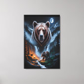 Two bears in the forest dark 4 canvas afdruk (Voorkant)