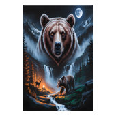 Two bears in the forest dark 4 foto afdruk (Voorkant)