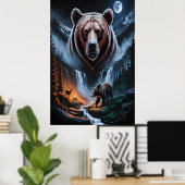Two bears in the forest dark 4 poster (Thuiskantoor)