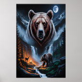 Two bears in the forest dark 4 poster (Voorkant)