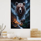 Two bears in the forest dark 4 poster (Keuken)