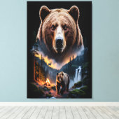 Two bears in the forest dark 5 canvas afdruk (Insitu (Houten vloer))
