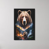 Two bears in the forest dark 5 canvas afdruk (Voorkant)