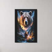 Two bears in the forest dark 6 canvas afdruk (Voorkant)