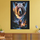 Two bears in the forest dark 6 canvas afdruk (Insitu (Woonkamer))