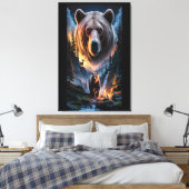 Two bears in the forest dark 6 canvas afdruk (Insitu (Slaapkamer))