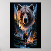 Two bears in the forest dark 6 poster (Voorkant)