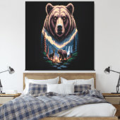 Two bears in the forest dark canvas afdruk (Insitu (Slaapkamer))