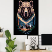 Two bears in the forest dark poster (Thuiskantoor)