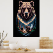 Two bears in the forest dark poster (Keuken)