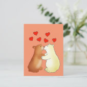 Two Bears kissing and love hearts Briefkaart (Staand voorkant)