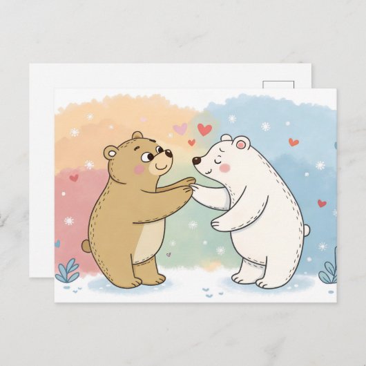 Two Bears One Heart Briefkaart (Voorkant / Achterkant)