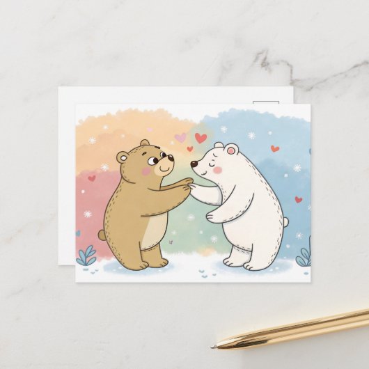 Two Bears One Heart Briefkaart (Voorkant / Achterkant in situ)