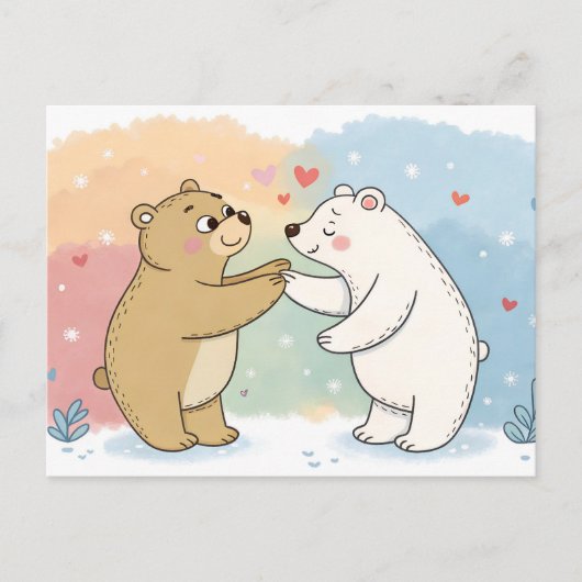 Two Bears One Heart Briefkaart (Voorkant)