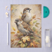 Two Beautiful Birds with Autumn or Fall Leaves Tissuepapier (Craft)