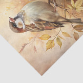 Two Beautiful Birds with Open Book & Autumn Leaves Tissuepapier (Detail)