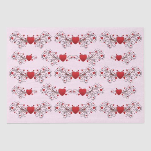 Two Become One Scrolled Hearts Pink Tissuepapier (Voorkant)