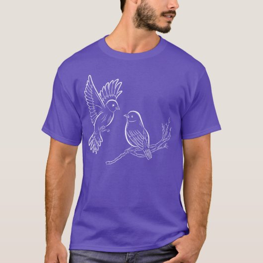 two bird white friends t-shirt (Voorkant)