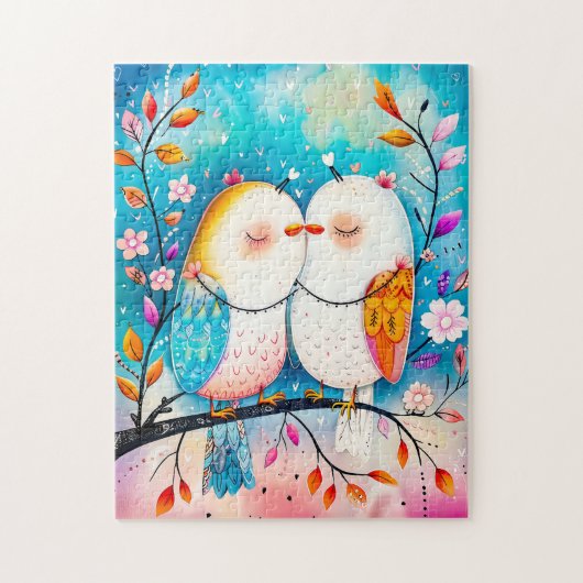 Two Birds in Love on a Branch Legpuzzel (Verticaal)