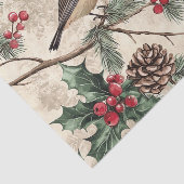 Two Birds on Branches with Holly Berries Tissuepapier (Detail)