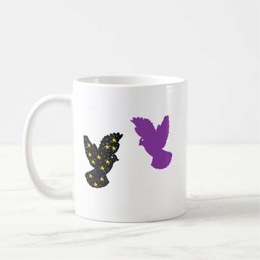 Two Birds Zodiac Mug • Dual Celestial Silhouette Koffiemok (Links)
