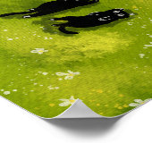 Two Black Cats in a Meadow – Peaceful Watercolor Poster (Hoek)