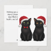 Two Black Kittens Santa Hat Christmas Feestdagenkaart (Voorkant / Achterkant)