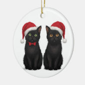 Two Black Kittens Santa Hat Christmas Keramisch Ornament (Links)