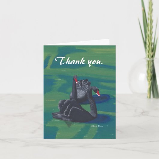 Two Black Swans Swimming Thank You Cards Bedankkaart (Voorkant)