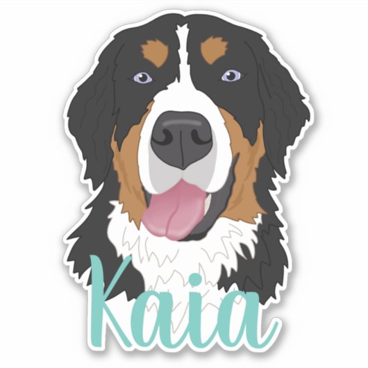 Two Blue Eyed Bernese Mountain Dog Sticker (Voorkant)
