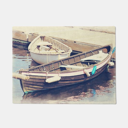 Two Boats in a Harbor Rustic Nautical Deurmat (Voorkant)