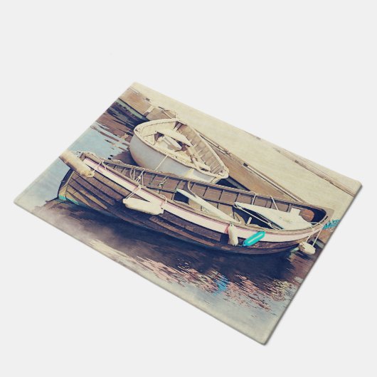 Two Boats in a Harbor Rustic Nautical Deurmat (Schuin)
