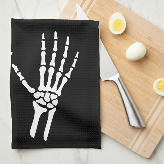 Two Bony Skeleton Hands Theedoek (Quarter Fold)