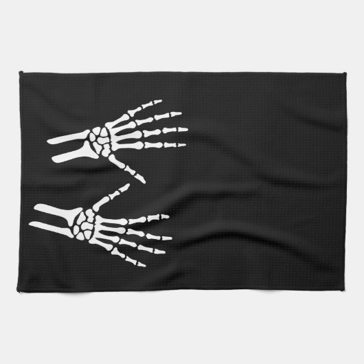 Two Bony Skeleton Hands Theedoek (Horizontaal)