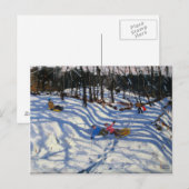 Two boys falling off a sledge Morzine Briefkaart (Voorkant / Achterkant)