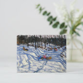 Two boys falling off a sledge Morzine Briefkaart (Staand voorkant)