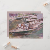 Two Boys in a Boat (door Theodore Robinson) Kaart (Voorkant / Achterkant in situ)