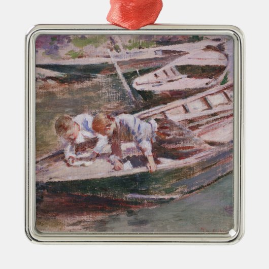 Two Boys in a Boat (door Theodore Robinson) Metalen Ornament (Voorkant)