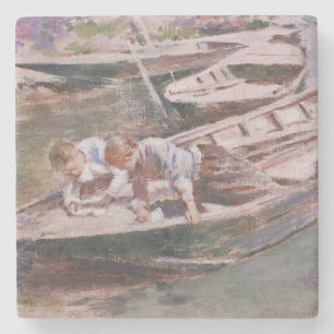 Two Boys in a Boat (door Theodore Robinson) Stenen Onderzetter