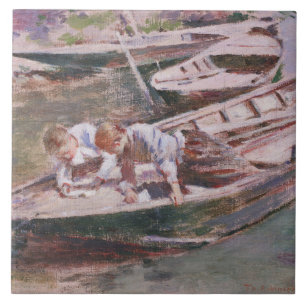 Two Boys in a Boat (door Theodore Robinson) Tegeltje