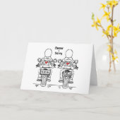 Two Brides Biker Motorcycle Wedding Kaart (Gele Bloem)