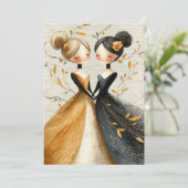 Two Brides Hand Drawn Pencil Illustration   Kaart (Staand voorkant)