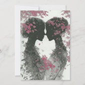 Two Brides Hand Drawn Pencil Pink Black Kaart (Voorkant)
