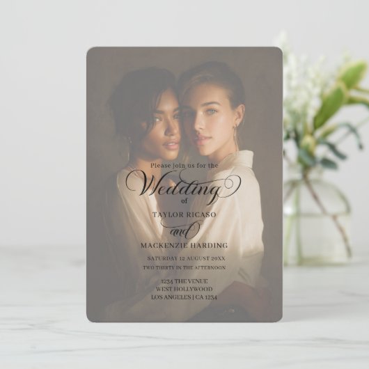 Two Brides Wedding Photo Template Kaart (Staand voorkant)