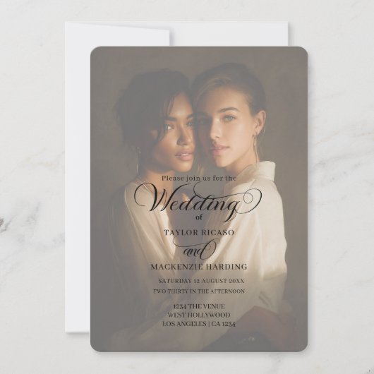 Two Brides Wedding Photo Template Kaart (Voorkant)