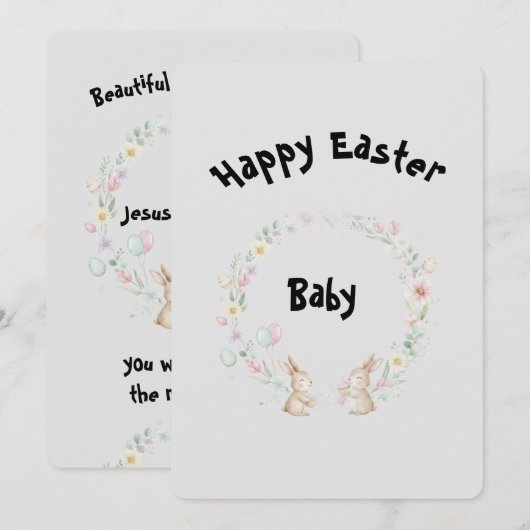 Two Bunnies Easter Greeting Card Kaart (Voorkant / Achterkant)