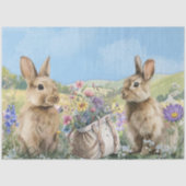 Two Bunnies with Wild Flowers Rucksack Easter Tissuepapier (Voorkant)